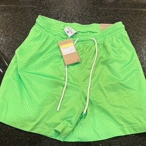 Nike Bright Green Mesh Athletic Shorts with White Drawstring